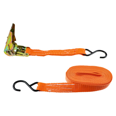 Стяжка груза 5 м, храповик 110мм, ширина ленты 25мм, 400/800кг, S-крюки, ЕРМАК