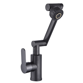 СоюзКран Смеситель для кухни и раковины, излив с вр. 360 гр, аэратор 2 реж, металлопластик, черный