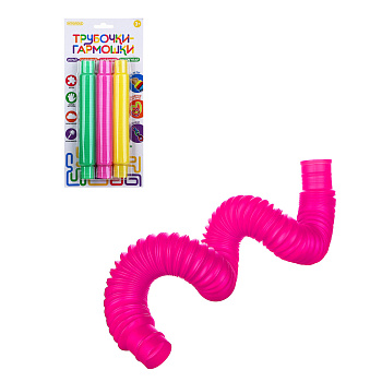 ИГРОЛЕНД Игрушка развивающая "Трубочки-гармошки", PP, PE, 14х30см, 6 цветов