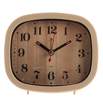 Будильник кварц, корпус бежевый "Дерево", арт.В5-005