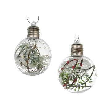 СНОУ БУМ Шар 8 см, прозрачный с декором внутри, LED, 2 вида
