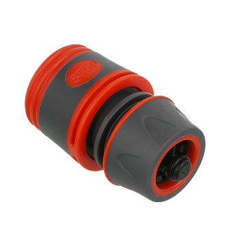 INBLOOM PROF+ Коннектор быстросъемный для шланга 1/2 с аквастопом, обрезиненное покрытие ABS