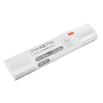 Пакеты для заморозки, 3л, 11мкм, полиэтилен, 100 шт