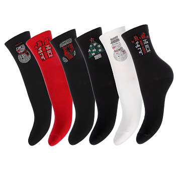 GALANTE Носки новогодние, р.23-25, 85% хлопок, 15% спандекс, разноцветные