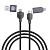 Кабель для зарядки 4в1 USB(A)/Type-C-Type-C/iP BY Atrium , 60W, 1,2 м, 5A, нейлон, темно-серый