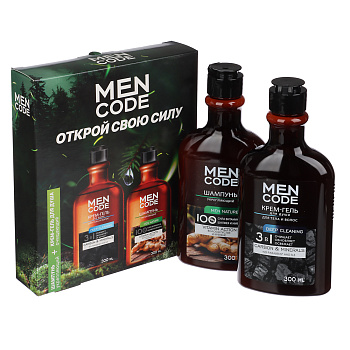 Подарочный набор мужской MEN CODE Открой свою силу: Крем-гель д/душа,300мл+Шампунь д/волос, 300мл