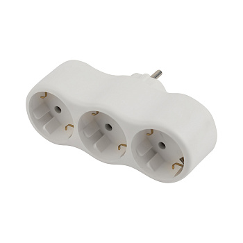 Разветвитель 3 гнезда Intro, евро, с заземлением, 16А, 250В, TR3e-W, белый