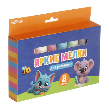 ИГРОЛЕНД Мелки для рисования на асфальте, цветные 8 шт, мел, 13,5х19,5х2,5см