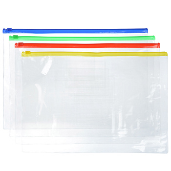 Папка на молнии А4, 33x23см, прозрачная, ПВХ