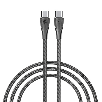 Кабель для зарядки Type C-Type C BY Nylon Pro, 60Вт, 2 м, 5A, нейлон, черный