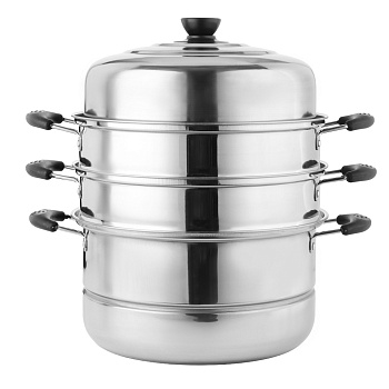 Мантоварка, 28см, нержавеющая сталь, 3 яруса