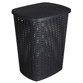 Корзина для белья с откидной крышкой, 50 л, 43х35х53 см, пластик, графит