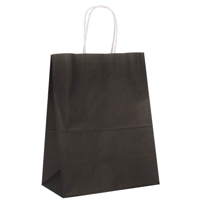 Пакет подарочный с кручеными белыми ручками L 24x14x3 0см, "Черный" внутри белый