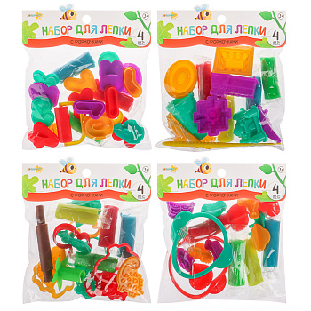 ХОББИХИТ Набор для лепки с формочками, полимер, ABS, 17х21х4см, 4 дизайна