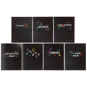 ClipStudio Тетрадь 48л. "Предметная", БЕЛЫЕ ЛИСТЫ, обл.картон, скрепка, 7 видов, справ.мат-л