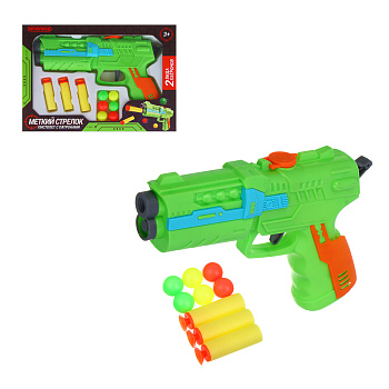 ИГРОЛЕНД Пистолет "Меткий стрелок" с патронами, ABS,21,5х3,8х15,2 см, 4 диз