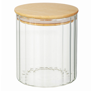 VETTA ЭКО Грани Банка для хранения 700мл, 11х10см, стекло, бамбук