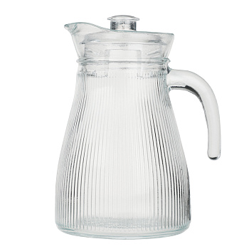 MILLIMI Кувшин для воды 1.2 л, стекло, крышка пластик, рифленый, инд. упак