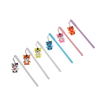 Ручка гелевая черная 0,5мм, с фигуркой "Котики", 6 видов