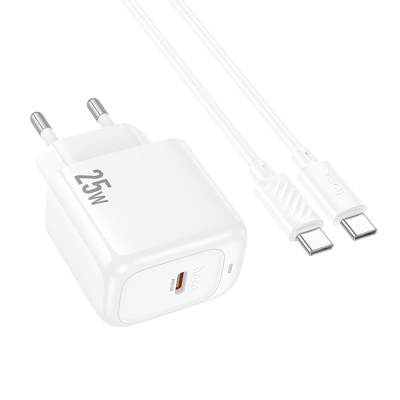 Комплект СЗУ hoco. модель CS53A, USB-C, PD25Вт, каб. C-C, белый