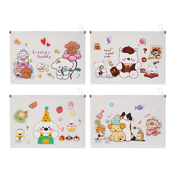 Папка на молнии А4 "Друзья товарищи", толщина 180мкм, ПП, 4 дизайна