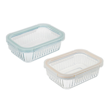 Контейнер жаропрочный тм SATOSHI, стекло, 640мл, 2 цвета