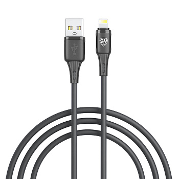 Кабель для зарядки USB(A)-iP BY Twist, 12Вт, 1 м, 2.4A, гибкий силикон, чёрный