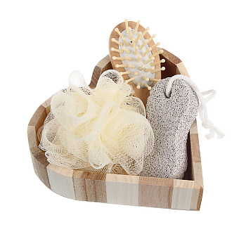 Набор подарочный тм LADECOR мочалка, расческа, пемза, 15*4*15 см, бамбук, полиэстер, пемза