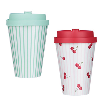 Черри Стакан с крышкой и клапаном 420мл, пластик, 2 цвета