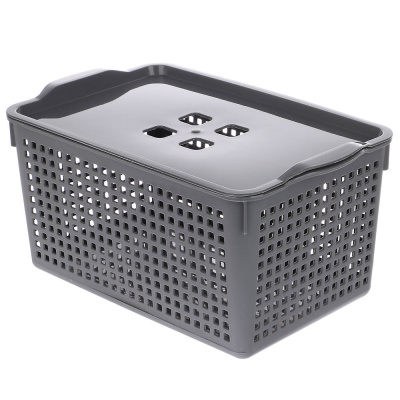 Корзинка Лофт 5,3л 295х185х145мм с крышкой белый, серый
