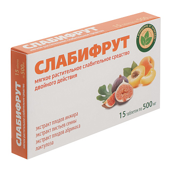 Средство слабительное Слабифрут мягкого действия, 15 табл