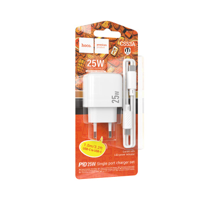 Комплект СЗУ hoco. модель CS53A, USB-C, PD25Вт, каб. C-C, белый