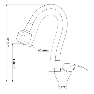 СоюзКран Смеситель для кухни, гибкий излив, керам. картридж 40мм, белый/хром, цинк, SK01-F125