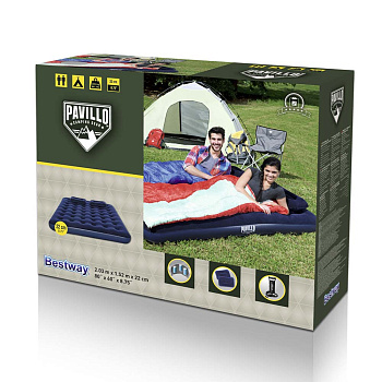 BESTWAY Матрас надувной широкий двуспальный (QUEEN), 2подушки и насос, 203x152x22см, до 300кг, 67374
