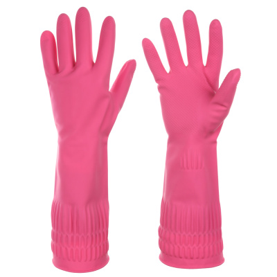 Перчатки с манжетой тм VETTA, размер М, 38см, пара 100г, латекс, розовый цвет