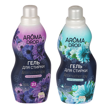 Гель для стирки AROMA DROP 2в1 Aromatherapy Лаванда и ваниль/Свежесть лотоса, п/б, 1000г