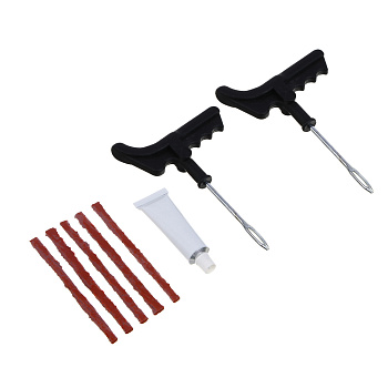 ЕРМАК Набор для ремонта бескамерных шин №3: клей, 5 жгутов, Y-инструмент