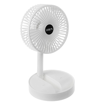 Вентилятор настольный складной тм LEBEN 5Вт, диаметр 16см, USB-кабель, белый