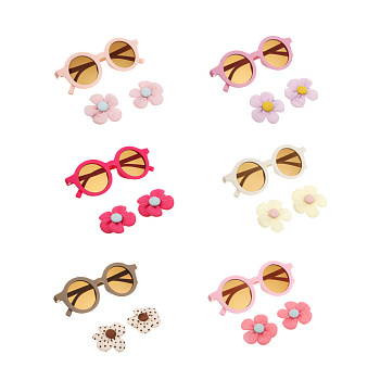 Набор детский 3 пр.: Очки солнцезащитные детские, заколки 2шт, тм GALANTE, 6 дизайнов