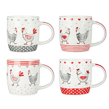 Кружка тм MILLIMI, Курочка Ряба 365 мл, 4дизайна, фарфор