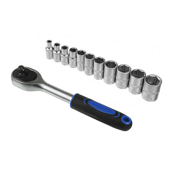 РОКОТ Набор профессионального инструмента, 12 предметов, 1/4" (головки и трещотка)