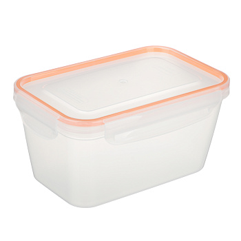 Контейнер пищевой герметичный с защелками 1,4л, прямоугольный конусный, пластик