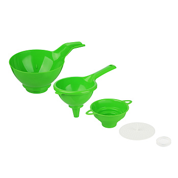 Набор 5 предметов: воронка на 4 диаметра; воронки широкое и узкое горло; ситечки малое и большое