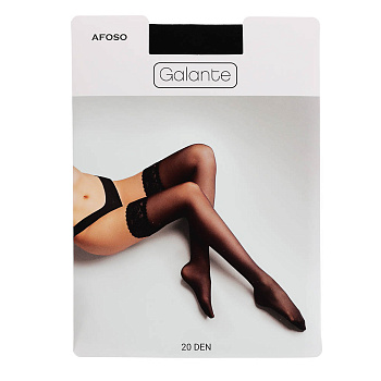GALANTE Afoso Чулки с ажурной резинкой 20 DEN, 85% полиамид, 15% эластан, размер 1/2, цвет черный
