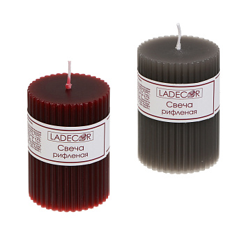 Свеча столбик тм LADECOR "Уютная осень" 5x7 см, рифленая, парафин, бобовый воск, 2 цвета