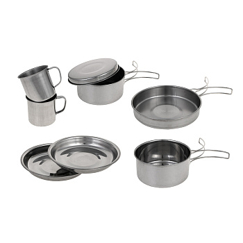 AZOR FISHING Набор туристической посуды, 8 предметов в чехле, нерж.сталь