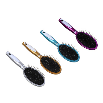 Расческа массажная тм ЮНИLOOK, с металл.зубчиками, пластик, 24,2х7см, 4 цвета