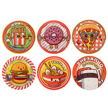 Набор бумажных тарелок Ожившая еда, 6 шт d=230 мм