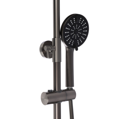 RAIN Душевая система со смесителем для душа, тропич. душ, руч. лейка 5 реж., латунь, графит