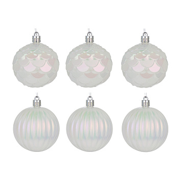 СНОУ БУМ Набор шаров 6 см, 6 шт, белый, 26-152